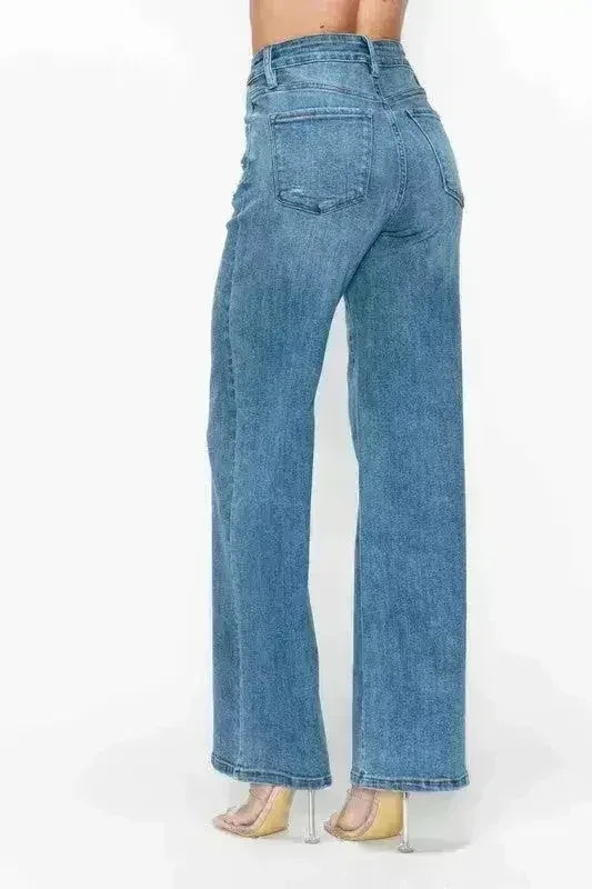 Jean bytos taille haute et coupe large avec poches