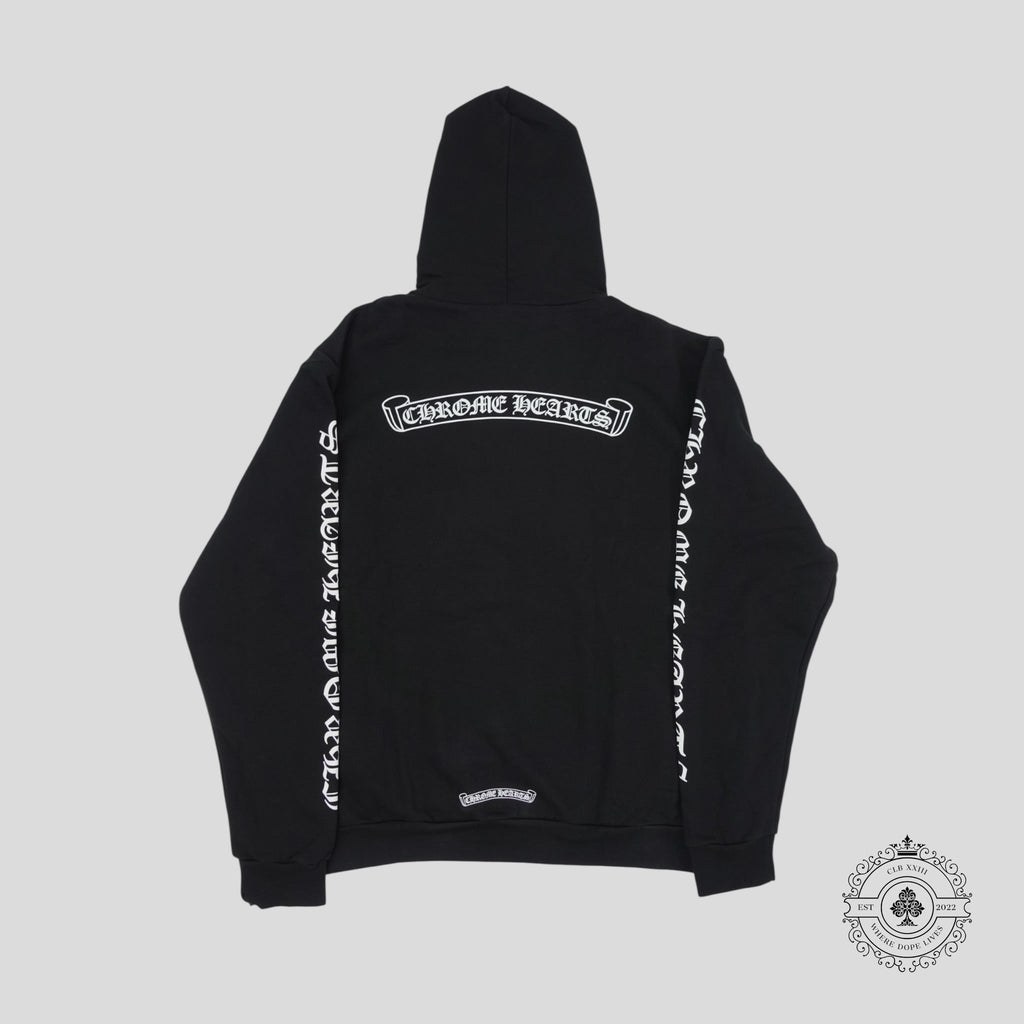 Sweat à capuche Chrome Hearts Scroll Logo noir