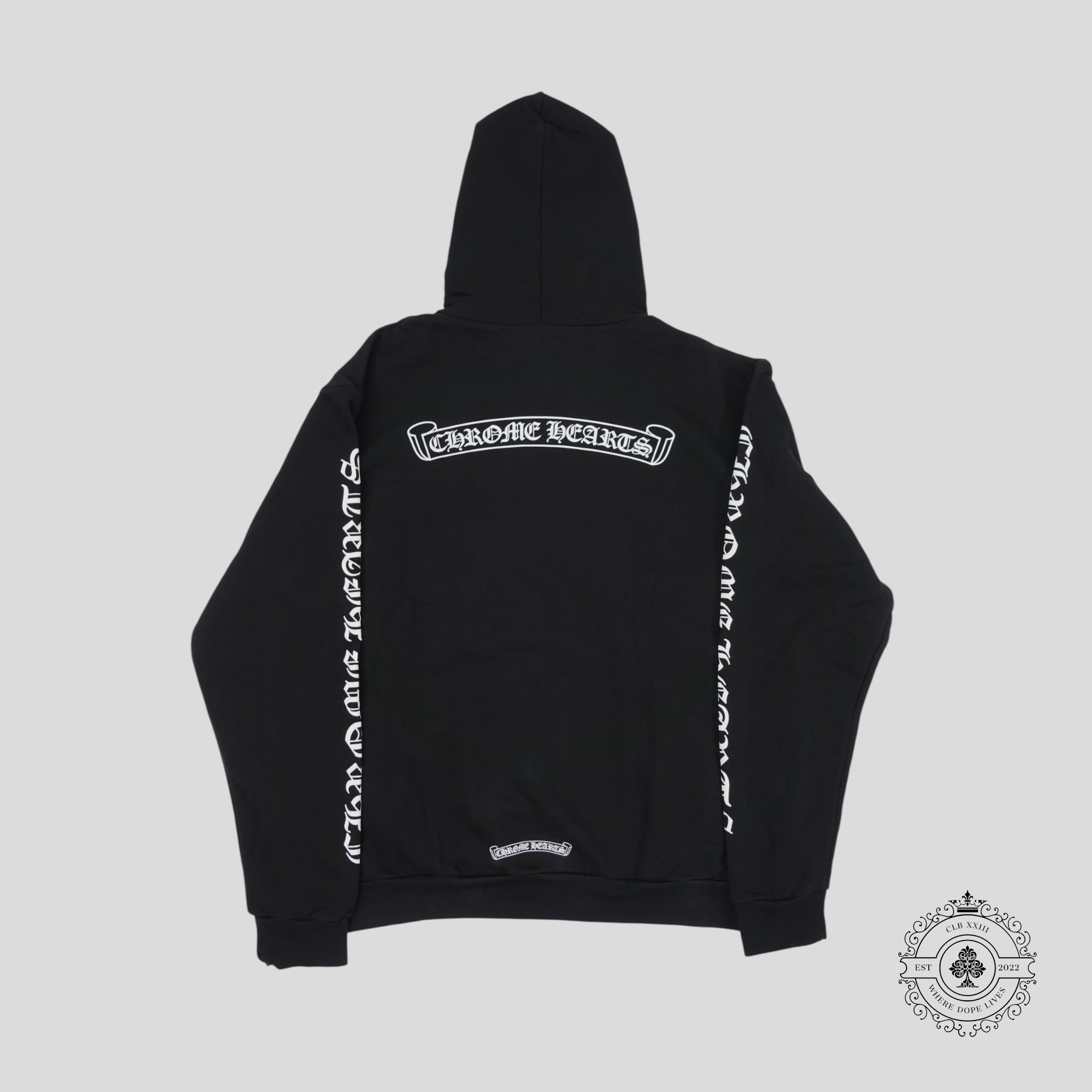 Sweat à capuche Chrome Hearts Scroll Logo noir