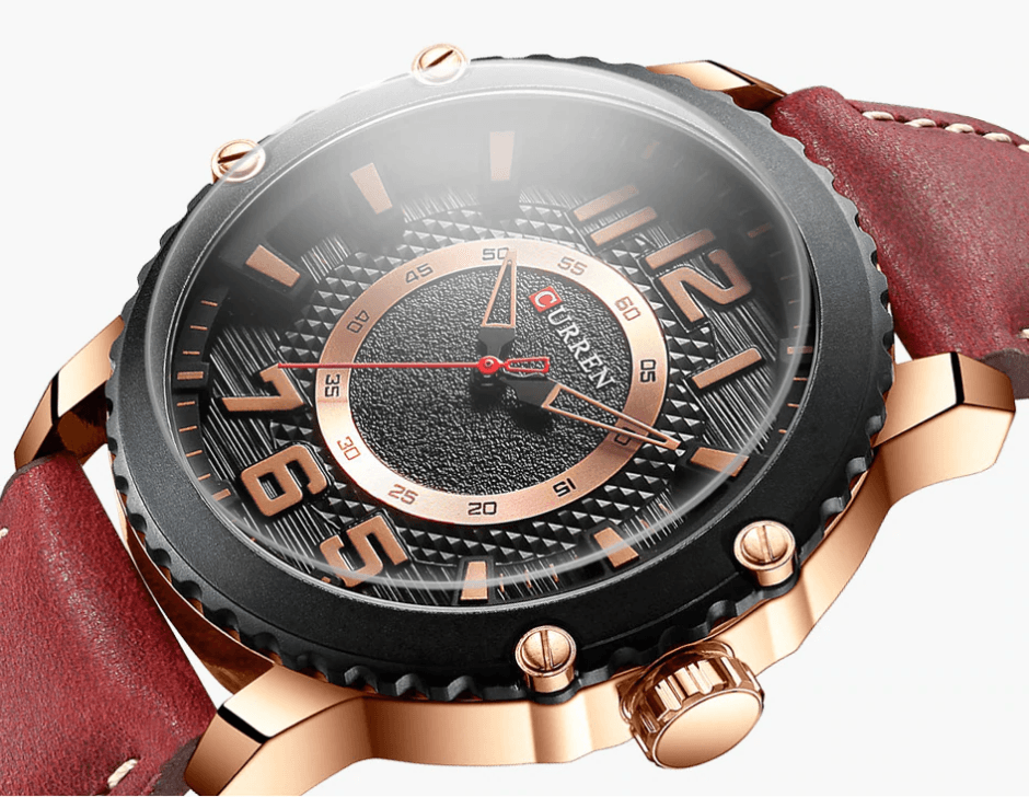 Montre Sport Étanche Homme Avec Bracelets en Cuir et Grands Chiffres Détails Design Unique Cadeau Parfait