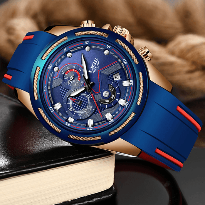 Montre moderne étanche pour homme avec bracelets en caoutchouc Montres multifonctions Design unique Cadeau parfait