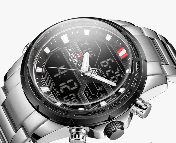 Montre-bracelet homme, Montres analogiques et numériques étanches multifonctions en acier inoxydable pour homme, Cadeau parfait