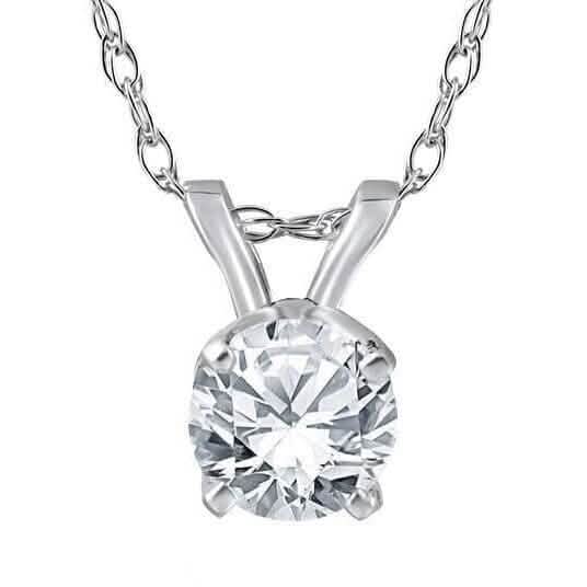 Pendentif Solitaire Diamant Rond 0,75 carat Or Blanc 14 carats