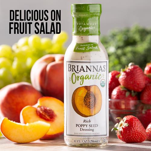 Briannas - Vinaigrette biologique riche aux graines de pavot - Vinaigrette certifiée casher et biologique élaborée avec des ingrédients de première qualité - Bouteille de 295 ml