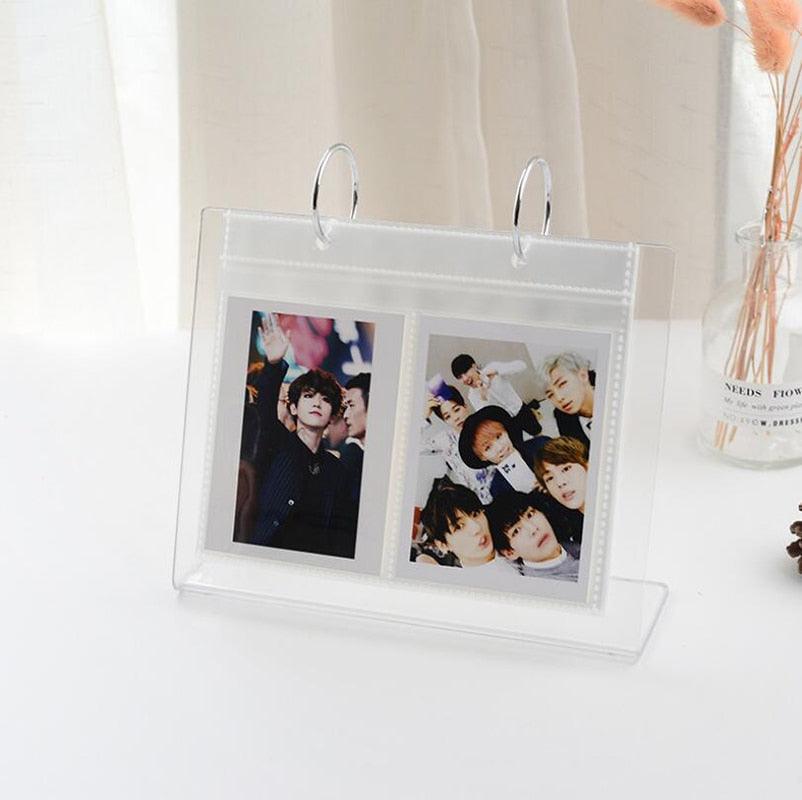 Album photo de bureau 3/5 pouces Acrylique Polaroid Instax Album photo à feuilles mobiles Décoration intérieure Album photo de cartes postales d'étoiles Cadeau d'anniversaire pour couple Album de scrapbooking de famille Cadeau d'anniversaire de mariage