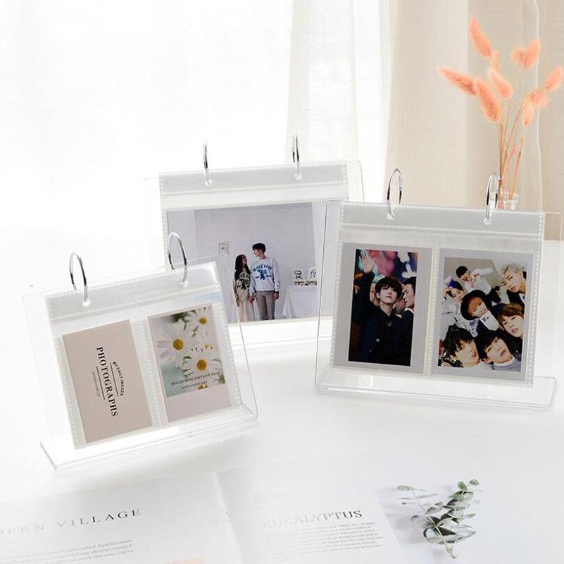 Album photo de bureau 3/5 pouces Acrylique Polaroid Instax Album photo à feuilles mobiles Décoration intérieure Album photo de cartes postales d'étoiles Cadeau d'anniversaire pour couple Album de scrapbooking de famille Cadeau d'anniversaire de mariage
