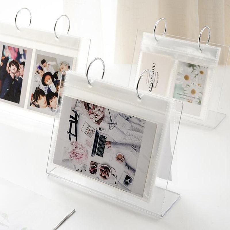 Album photo de bureau 3/5 pouces Acrylique Polaroid Instax Album photo à feuilles mobiles Décoration intérieure Album photo de cartes postales d'étoiles Cadeau d'anniversaire pour couple Album de scrapbooking de famille Cadeau d'anniversaire de mariage