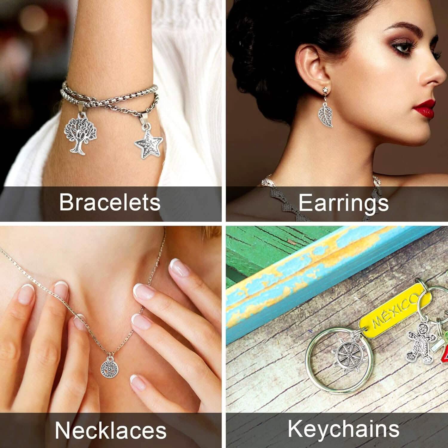 50 Pièces : Breloques Argentées pour la Fabrication de Bijoux, Vente en Gros, Pendentifs Breloques en Argent Tibétain pour Colliers, Bracelets, Boucles d'Oreilles et Fournitures d'Artisanat DIY