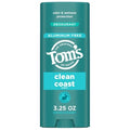 Tom’s Of Maine Clean Coast Déodorant Naturel sans Aluminium pour Femmes et Hommes | Application Transparente | Protection contre les Odeurs et l'Humidité | Ingrédients d'Origine Naturelle et Rétenteurs d'Hydratation | 92 g