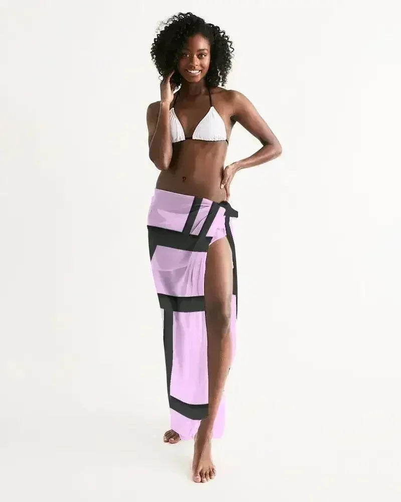 Paréo transparent style Sarong / Lavande et noir géométrique