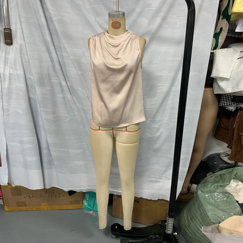 Haut élégant sans manches à col montant pour femme