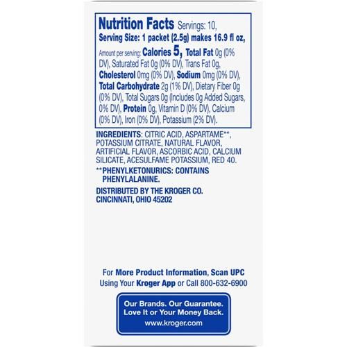 Kroger Préparation pour boisson limonade framboise zéro sucre 10 sachets