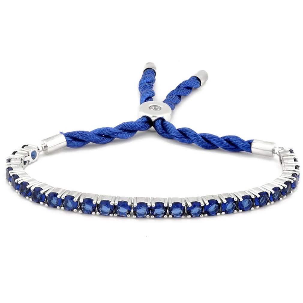 Bracelet ajustable avec saphir bleu de synthèse de 3,55 carats