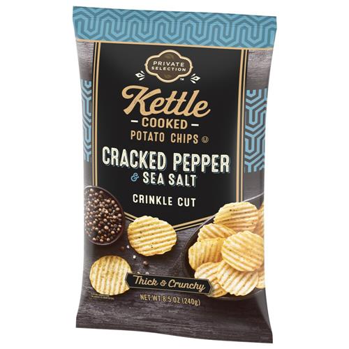 Croustilles cuites à la marmite à coupe ondulée sel de mer et poivre Sélection privée 8,5 oz