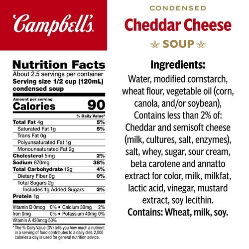 Soupe de fromage cheddar condensée Campbell's, boîte de 298 g