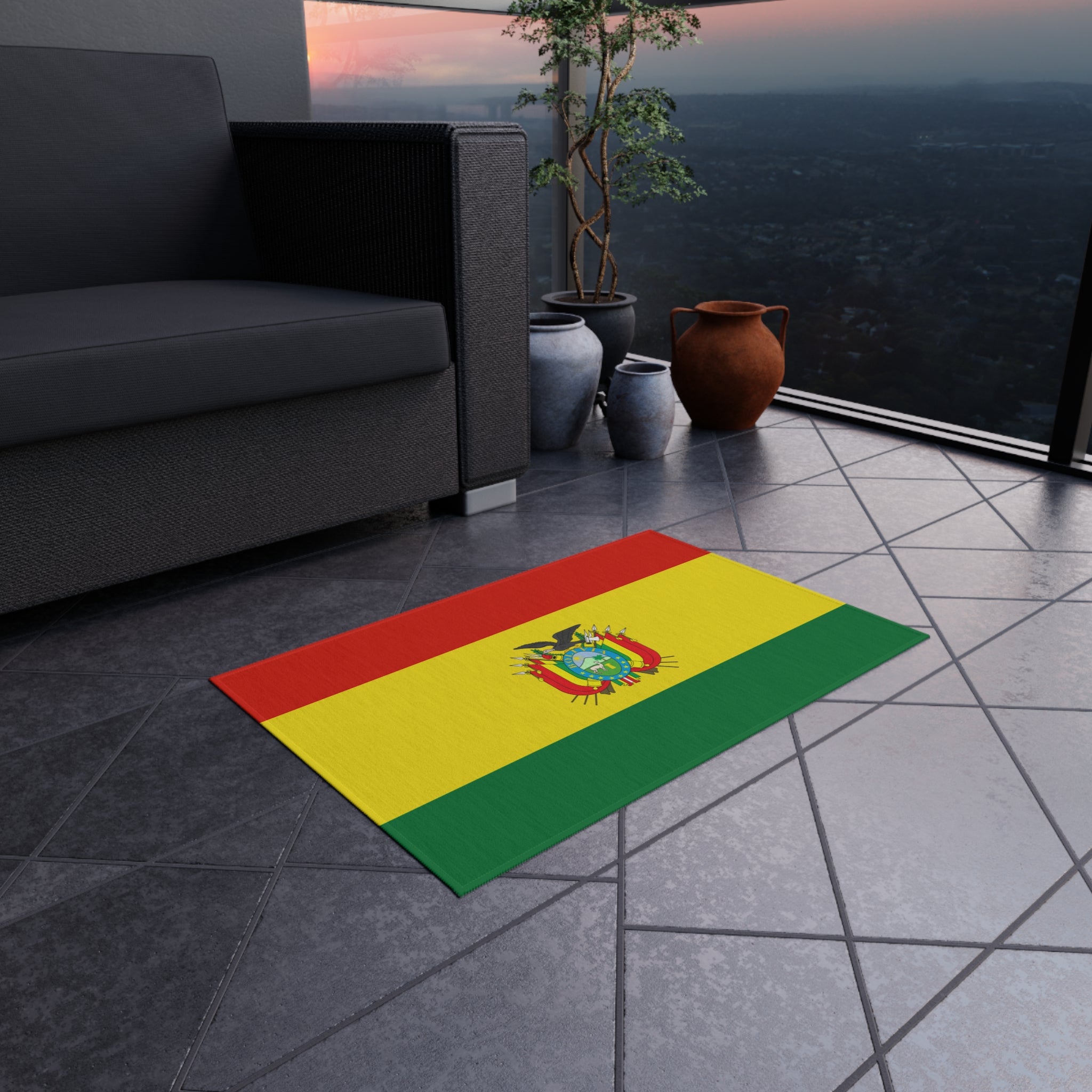 Paillasson extérieur antidérapant drapeau de la Bolivie | Santa Cruz | El Alto | La Paz | Cadeau pour les Boliviens | 24"x36"