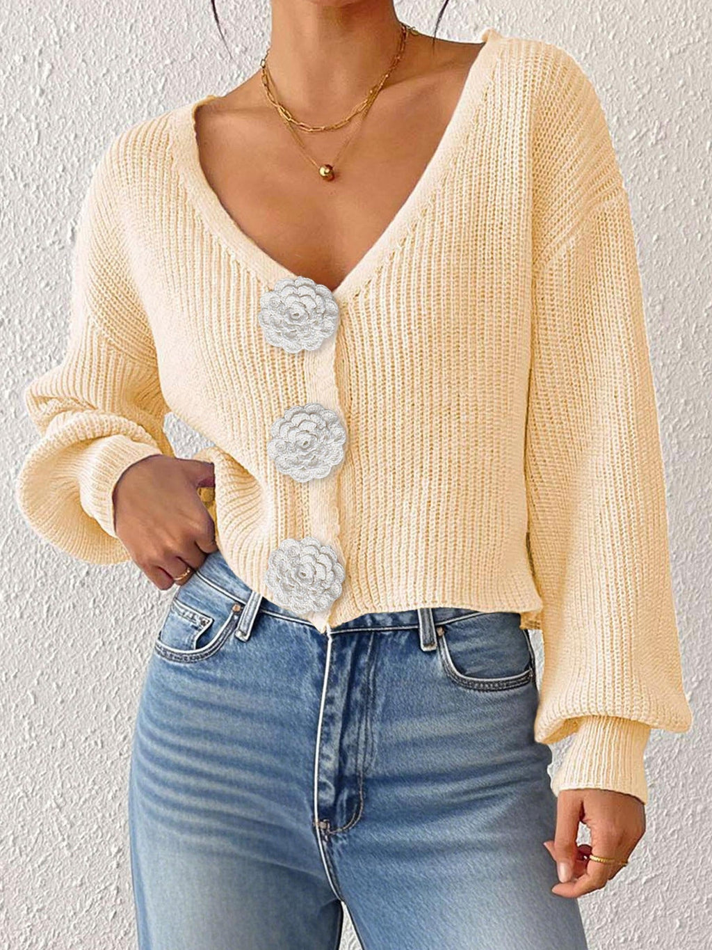 Cardigan en tricot crochet pour femme