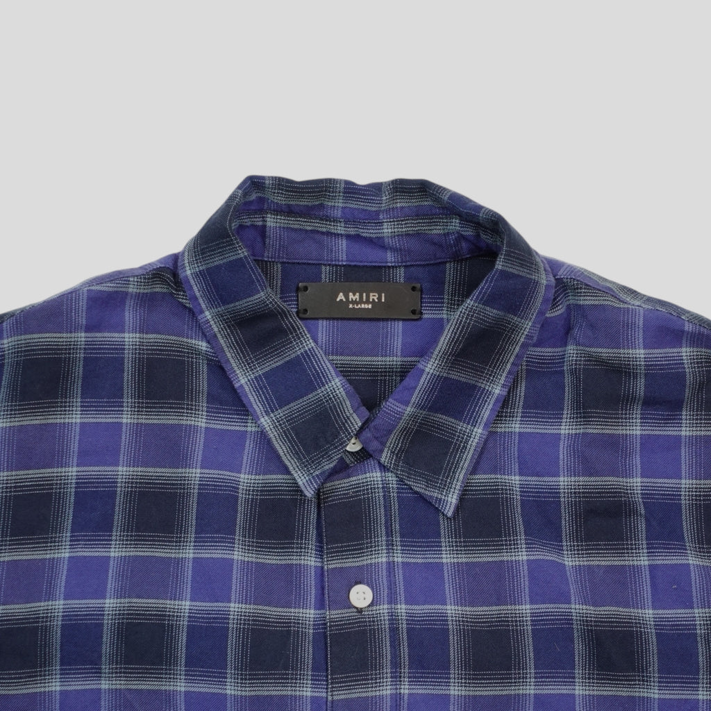 Chemise boutonnée en flanelle délavée Amiri bleue