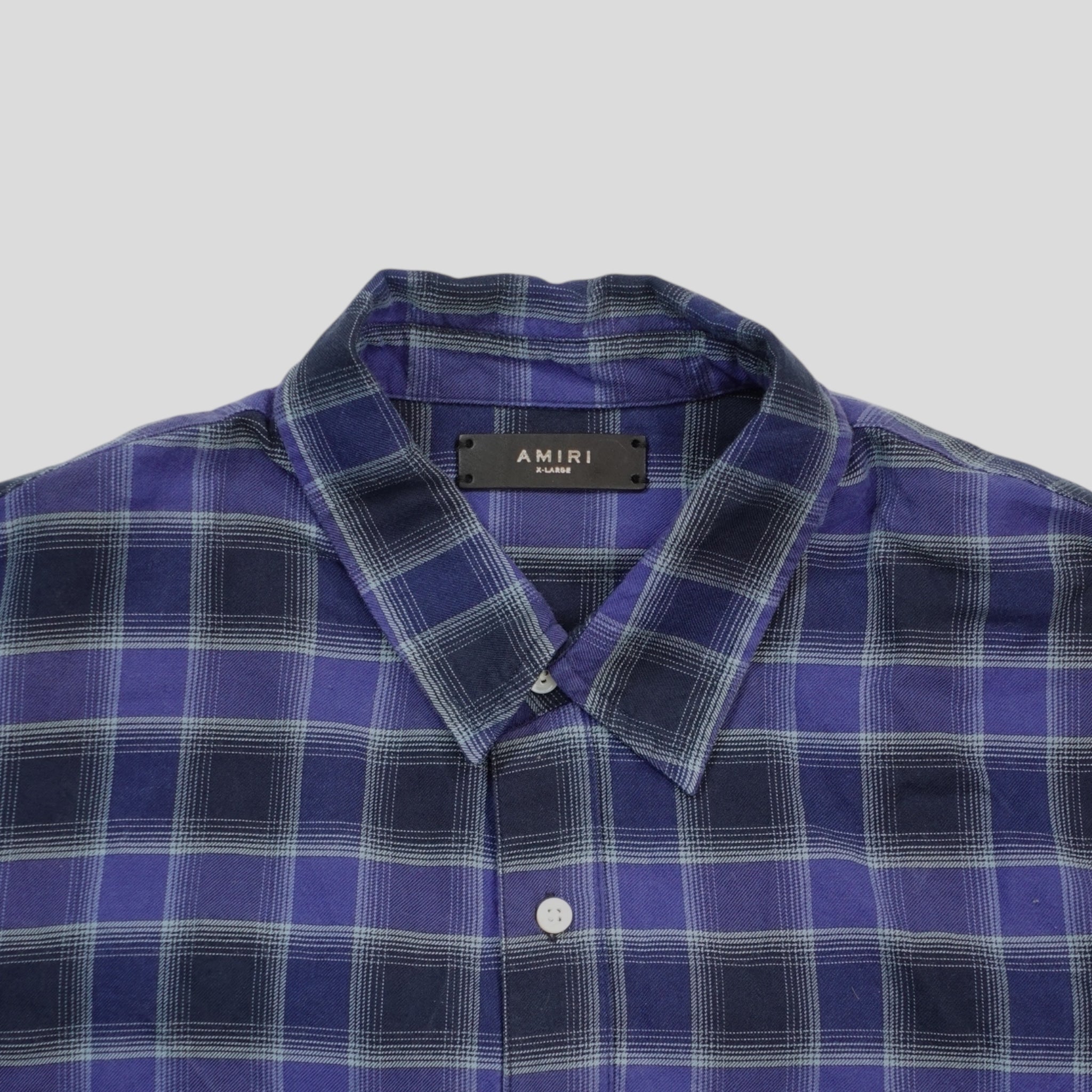 Chemise boutonnée en flanelle délavée Amiri bleue