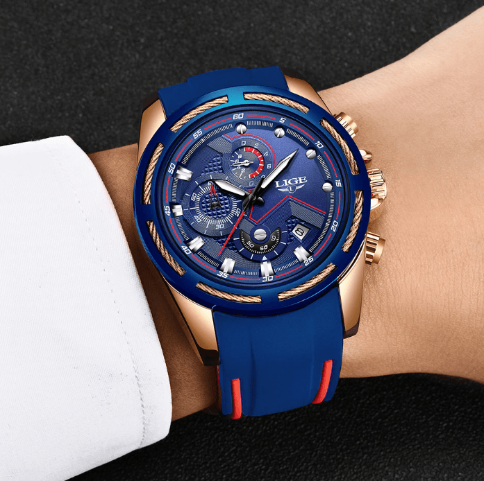 Montre moderne étanche pour homme avec bracelets en caoutchouc Montres multifonctions Design unique Cadeau parfait