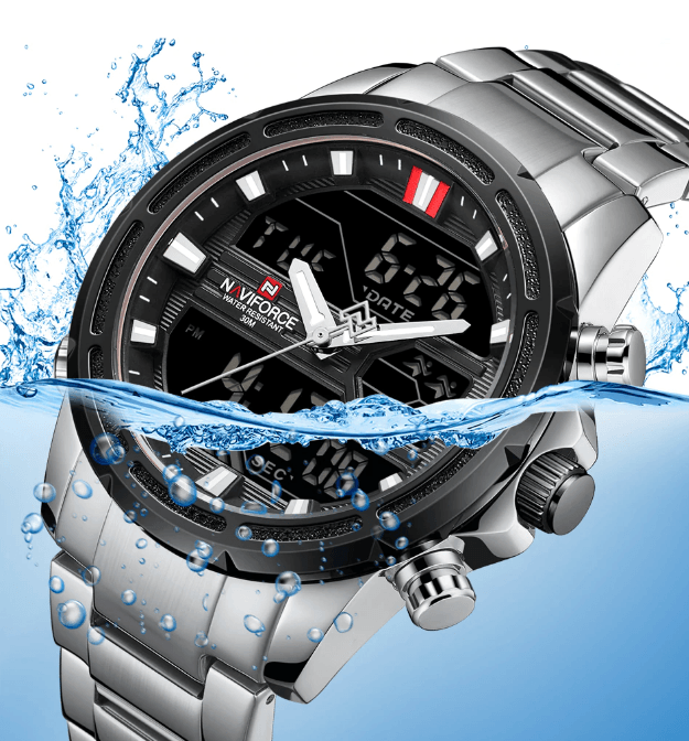 Montre-bracelet homme, Montres analogiques et numériques étanches multifonctions en acier inoxydable pour homme, Cadeau parfait
