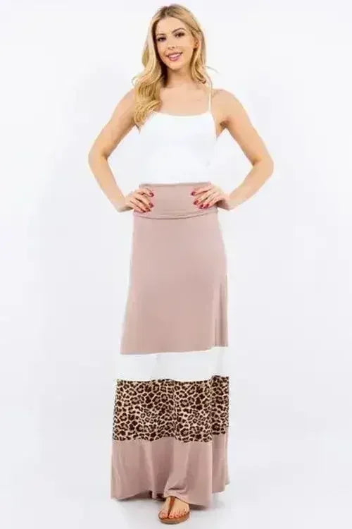 Robe longue léopard color block – Grandes tailles et audacieuse | Femstylo