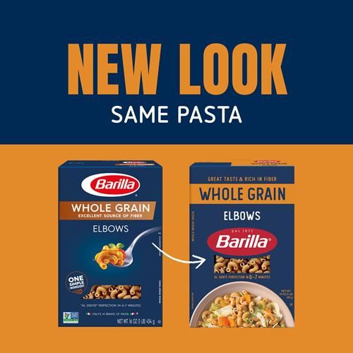 Pâtes Barilla Coudes Blé Entier, boîte de 450 g - Pâtes sans OGM faites avec 100 % de blé dur entier - Excellente source de fibres