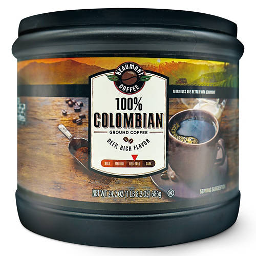 Café moulu moyen-noir 100 % colombien Beaumont, 686 g