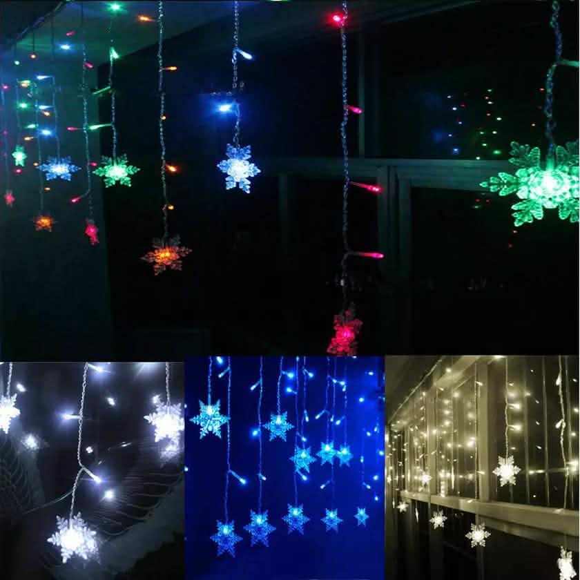 3,5 m 96 LED Guirlande lumineuse flocon de neige Rideau