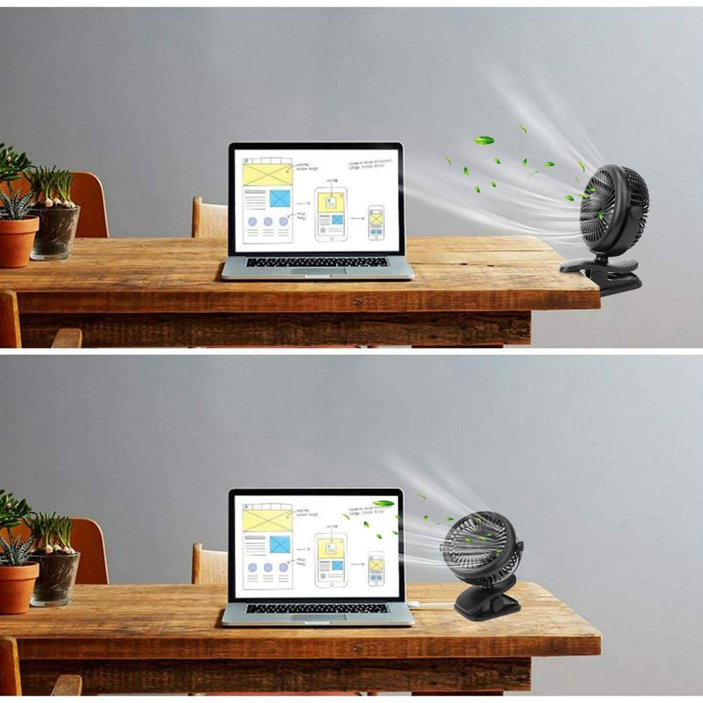 Ventilateur portable à pince rotatif à 360° silencieux et rechargeable