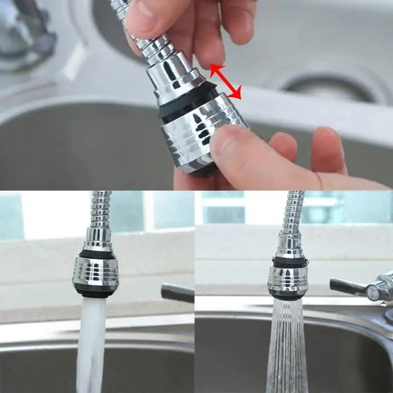 Rallonge de robinet d'évier de cuisine à 360 degrés, rallonge de robinet universelle en acier inoxydable avec tuyau aérateur de robinet pivotant flexible, 2 modes de sortie d'eau, économiseur d'eau pour accessoires de salle de bain et de cuisine