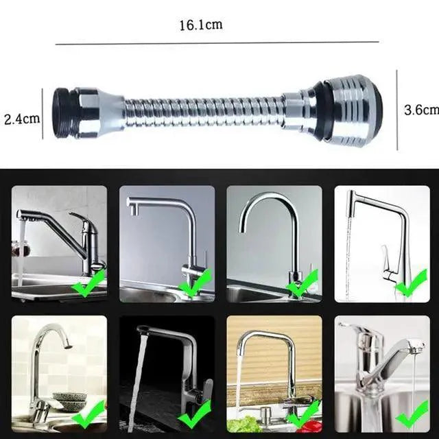 Rallonge de robinet d'évier de cuisine à 360 degrés, rallonge de robinet universelle en acier inoxydable avec tuyau aérateur de robinet pivotant flexible, 2 modes de sortie d'eau, économiseur d'eau pour accessoires de salle de bain et de cuisine