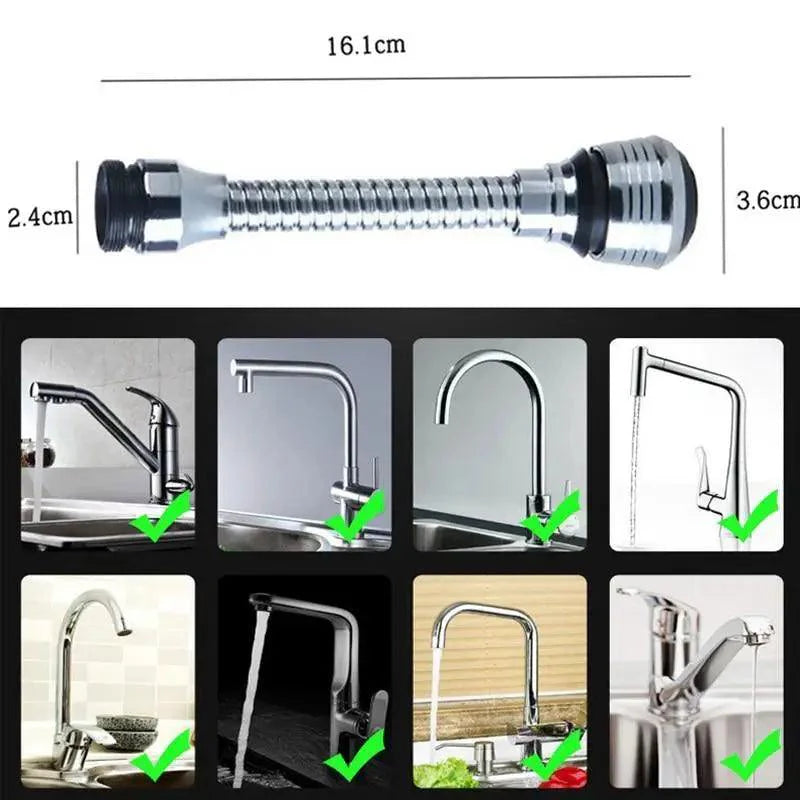 Rallonge de robinet d'évier de cuisine à 360 degrés, rallonge de robinet universelle en acier inoxydable avec tuyau aérateur de robinet pivotant flexible, 2 modes de sortie d'eau, économiseur d'eau pour accessoires de salle de bain et de cuisine