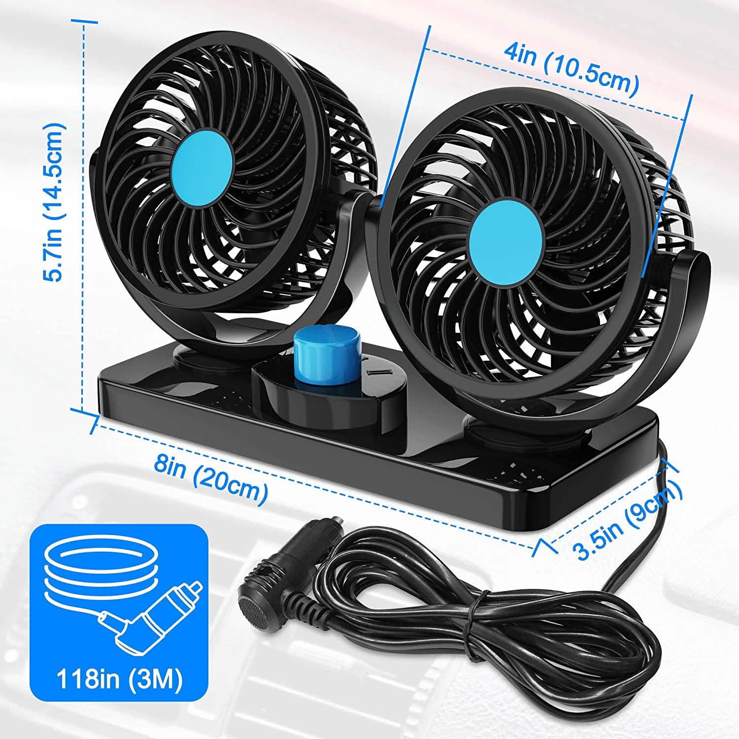 Ventilateur de voiture rotatif à 360 degrés