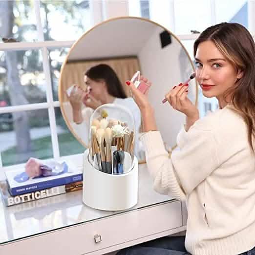 Organisateur de pinceaux de maquillage rotatif à 360 degrés anti-poussière