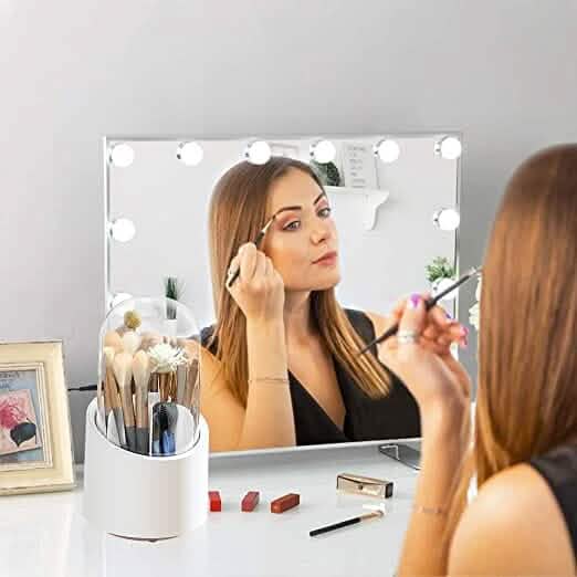 Organisateur de pinceaux de maquillage rotatif à 360 degrés anti-poussière