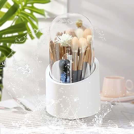 Organisateur de pinceaux de maquillage rotatif à 360 degrés anti-poussière