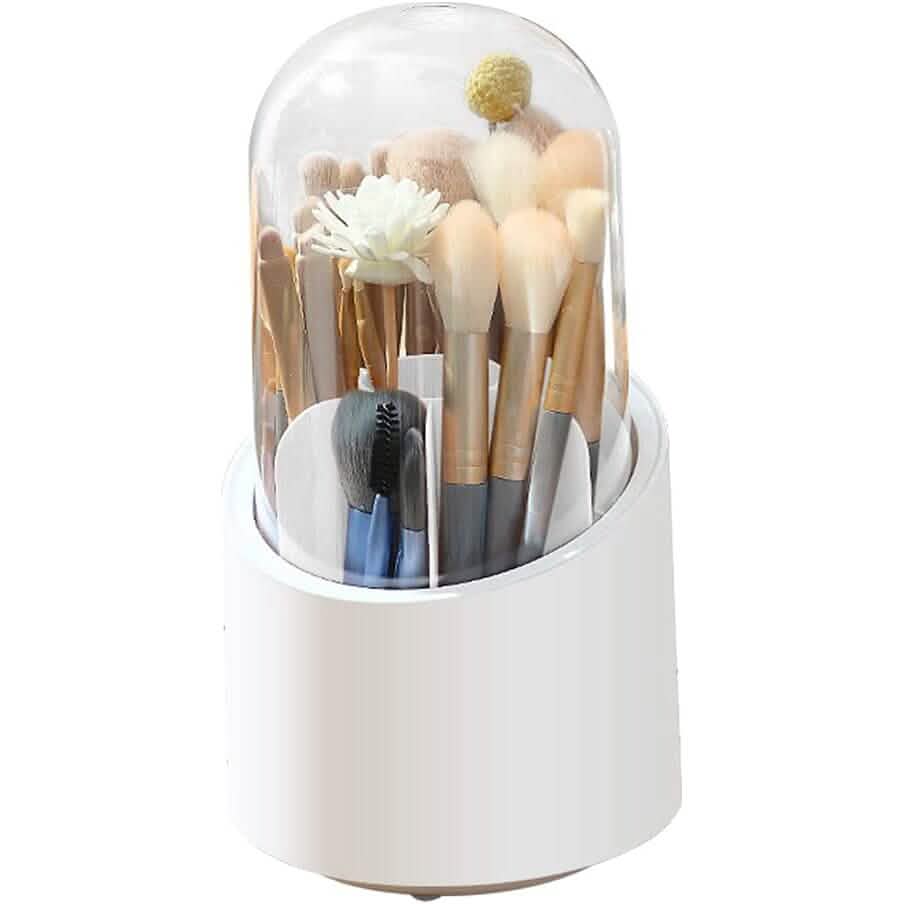 Organisateur de pinceaux de maquillage rotatif à 360 degrés anti-poussière