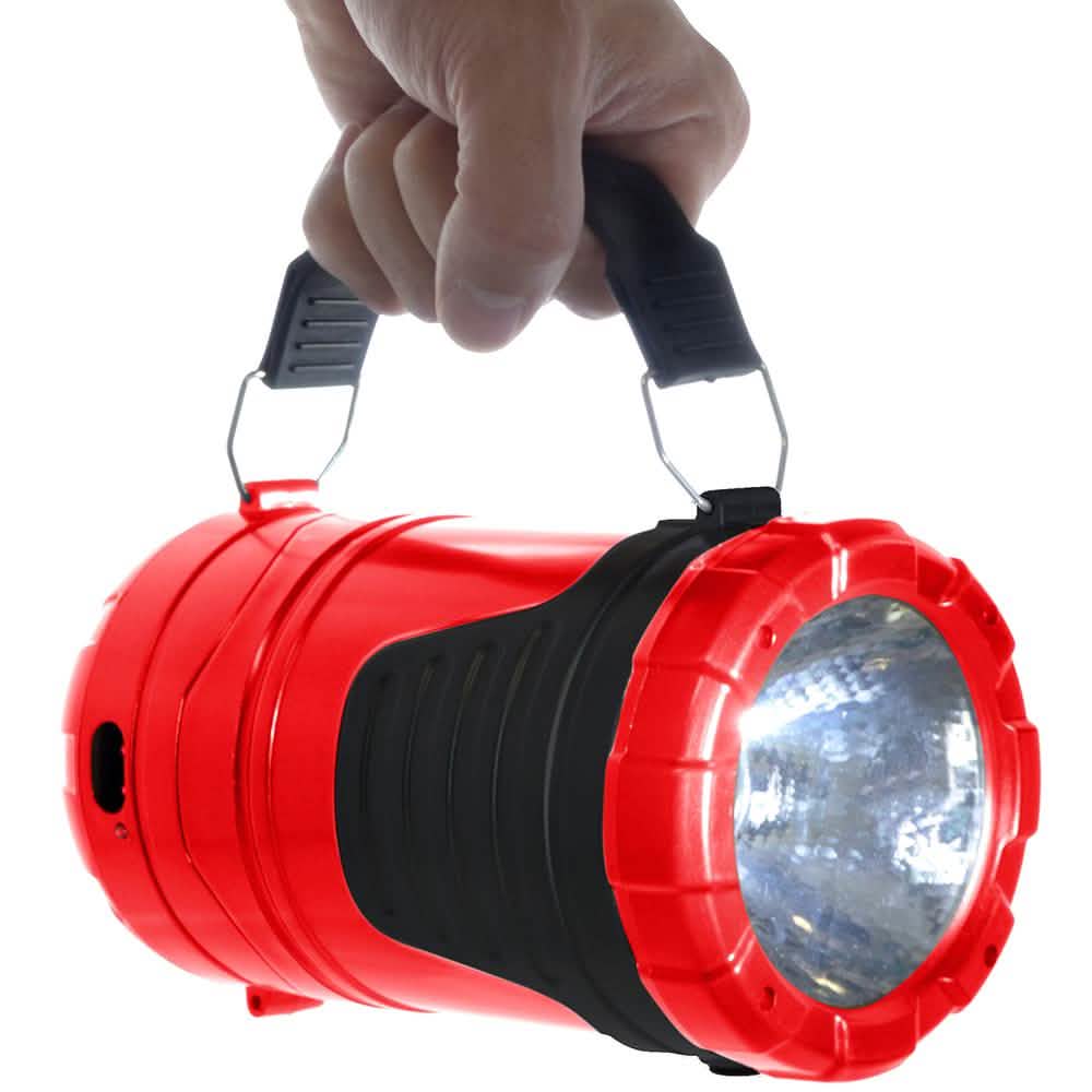 Lanterne LED 5-en-1 solaire à 360 degrés