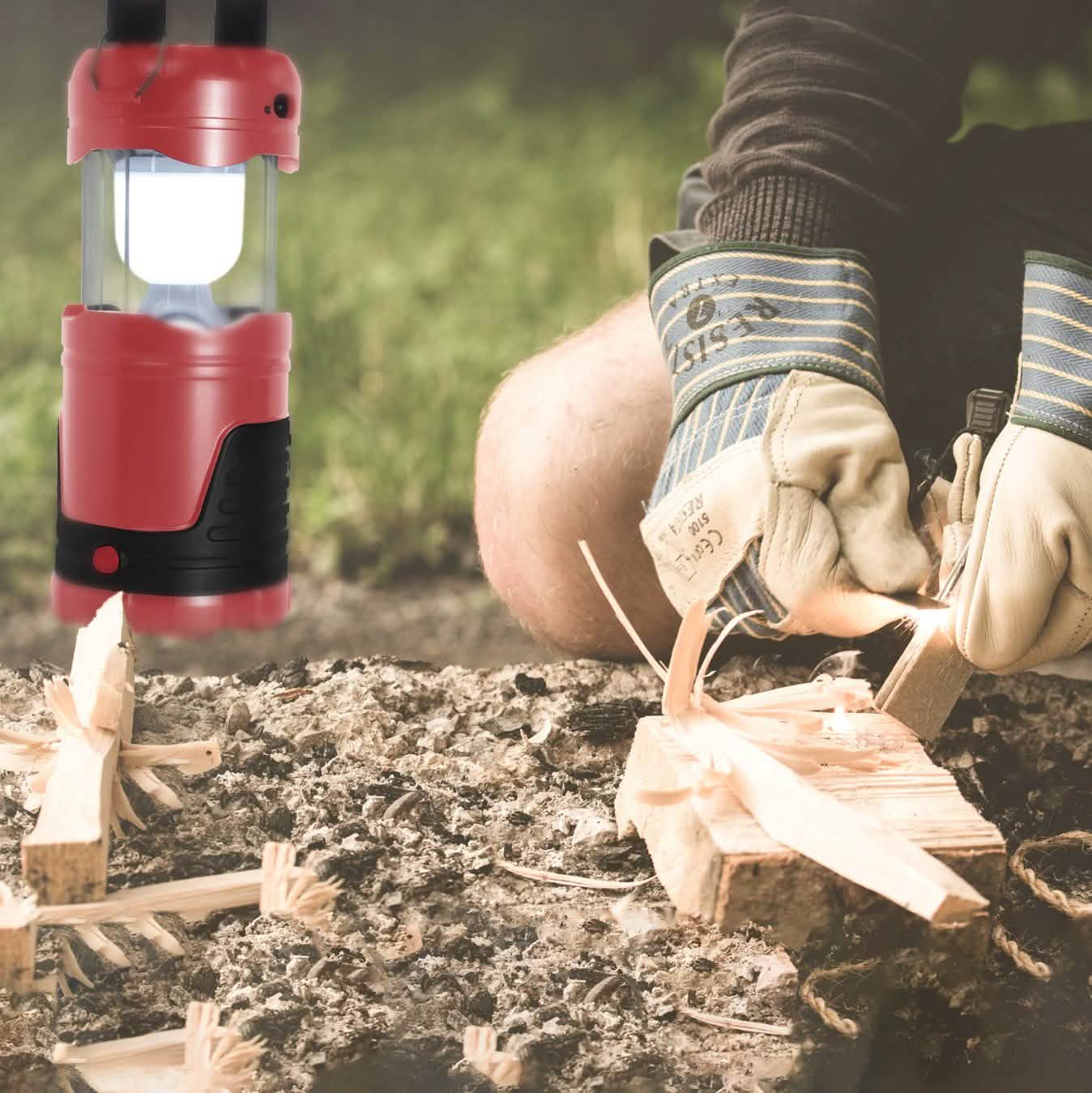 Lanterne LED 5-en-1 solaire à 360 degrés