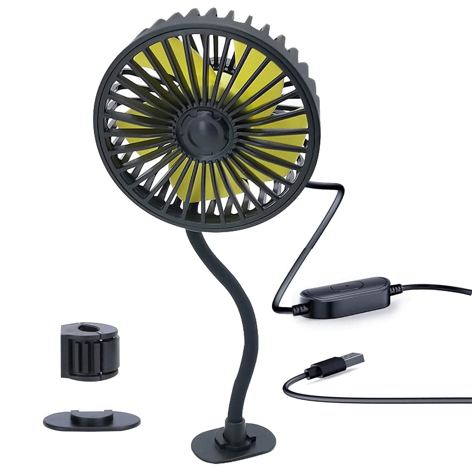 Ventilateur de refroidissement de voiture rotatif à 360° avec 3 vitesses