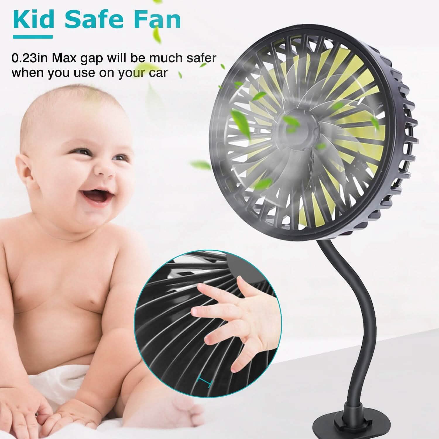 Ventilateur de refroidissement de voiture rotatif à 360° avec 3 vitesses