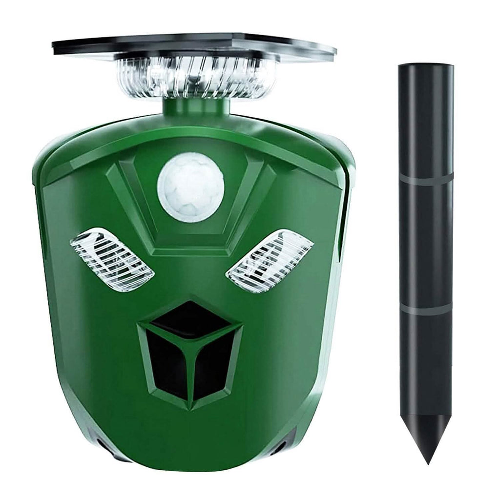 Répulsif ultrasonique électrique à énergie solaire 360° avec capteur de mouvement et lumières LED clignotantes