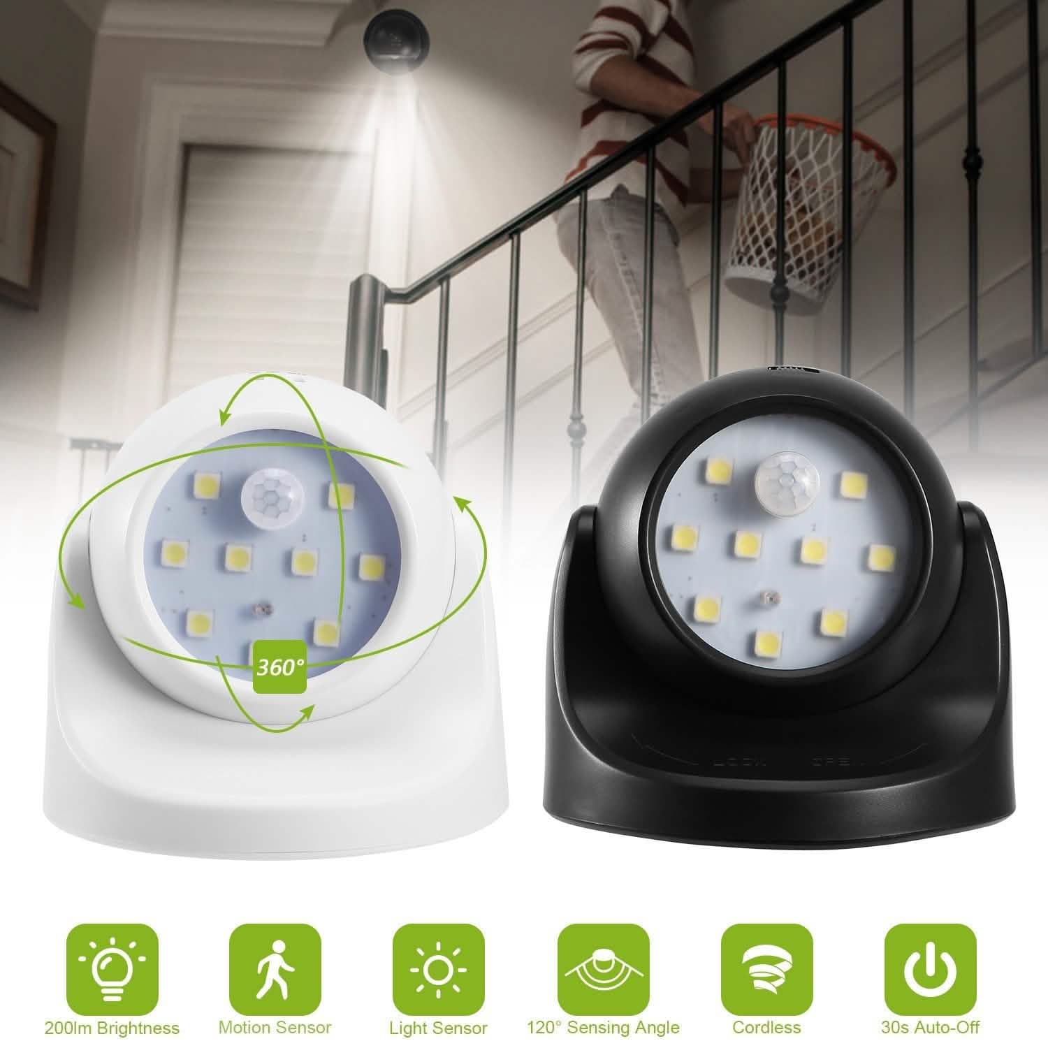 Lampes de nuit sans fil à capteur de lumière LED 360°