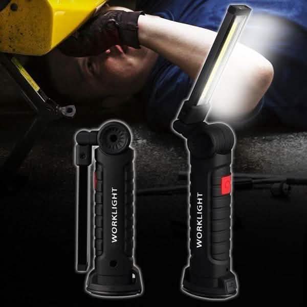 Lampe d'inspection à rotation à 360° LED + COB, baladeuse rechargeable et flexible sans fil