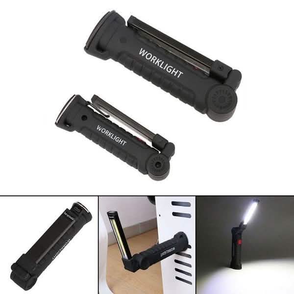 Lampe d'inspection à rotation à 360° LED + COB, baladeuse rechargeable et flexible sans fil