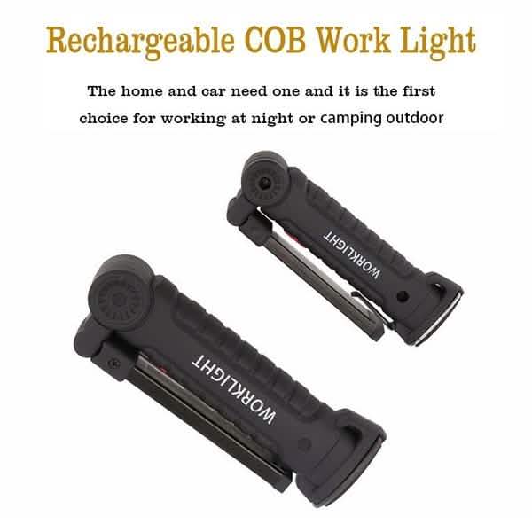 Lampe d'inspection à rotation à 360° LED + COB, baladeuse rechargeable et flexible sans fil