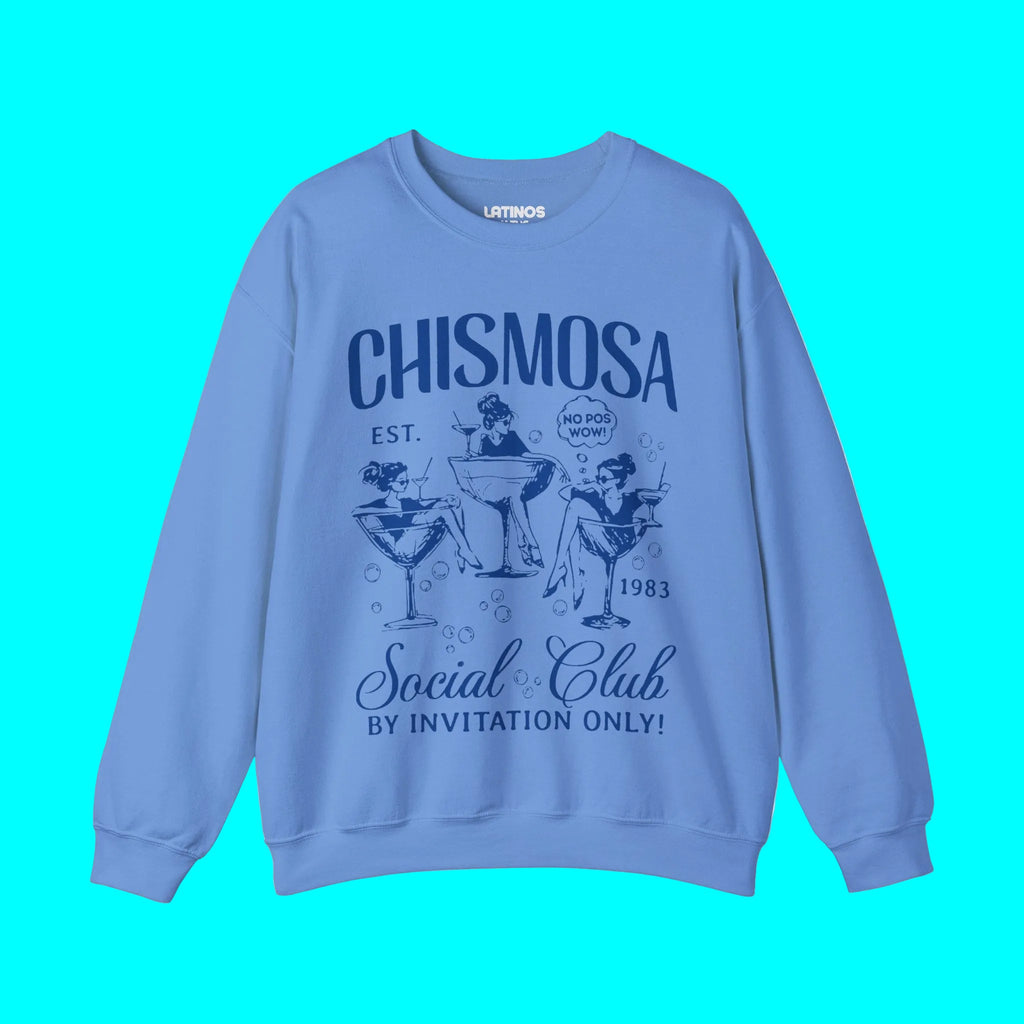 Chismosa Social Club Crewneck Sweatshirt | No Pos Wow! By Invitation Only! Funny Latino Fleece-Lined Crewneck | 3 Colors Available