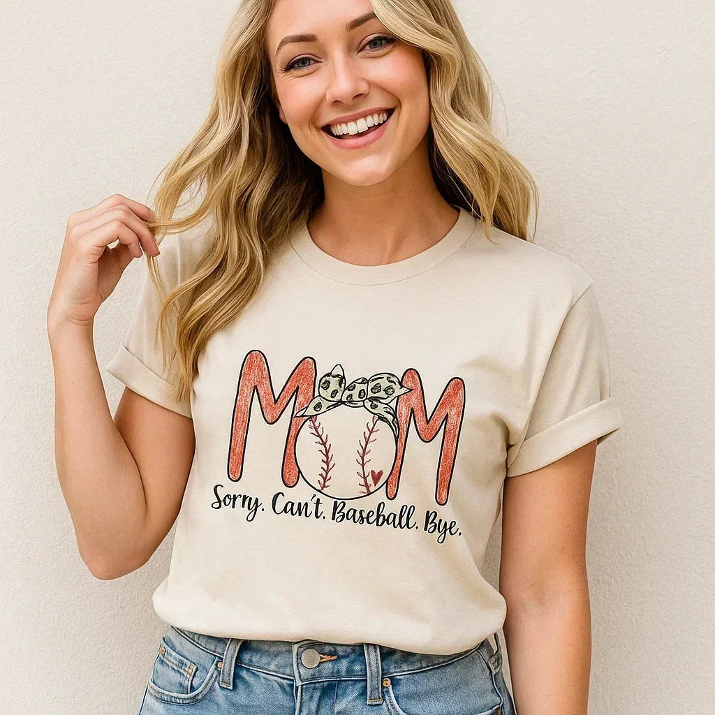 Maman Désolé Je Ne Peux Pas Baseball Au Revoir T-shirt Décontracté