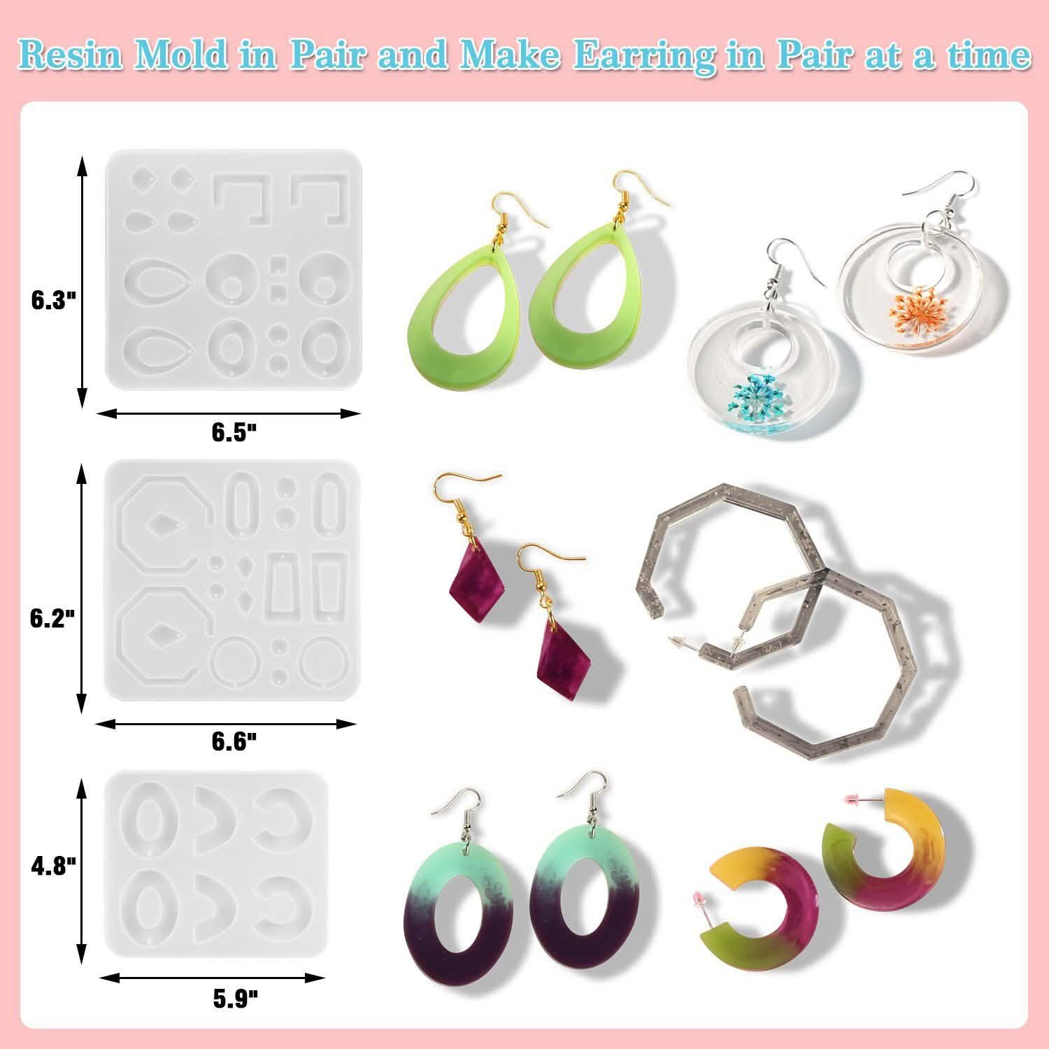366 Pièces : Moules de Coulée en Résine pour Bijoux, Boucles d'Oreilles, Colliers et Pendentifs en Silicone